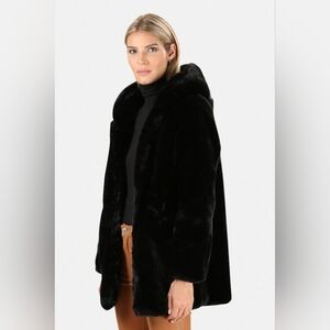 Apparis Women's Black Faux Fur Coat